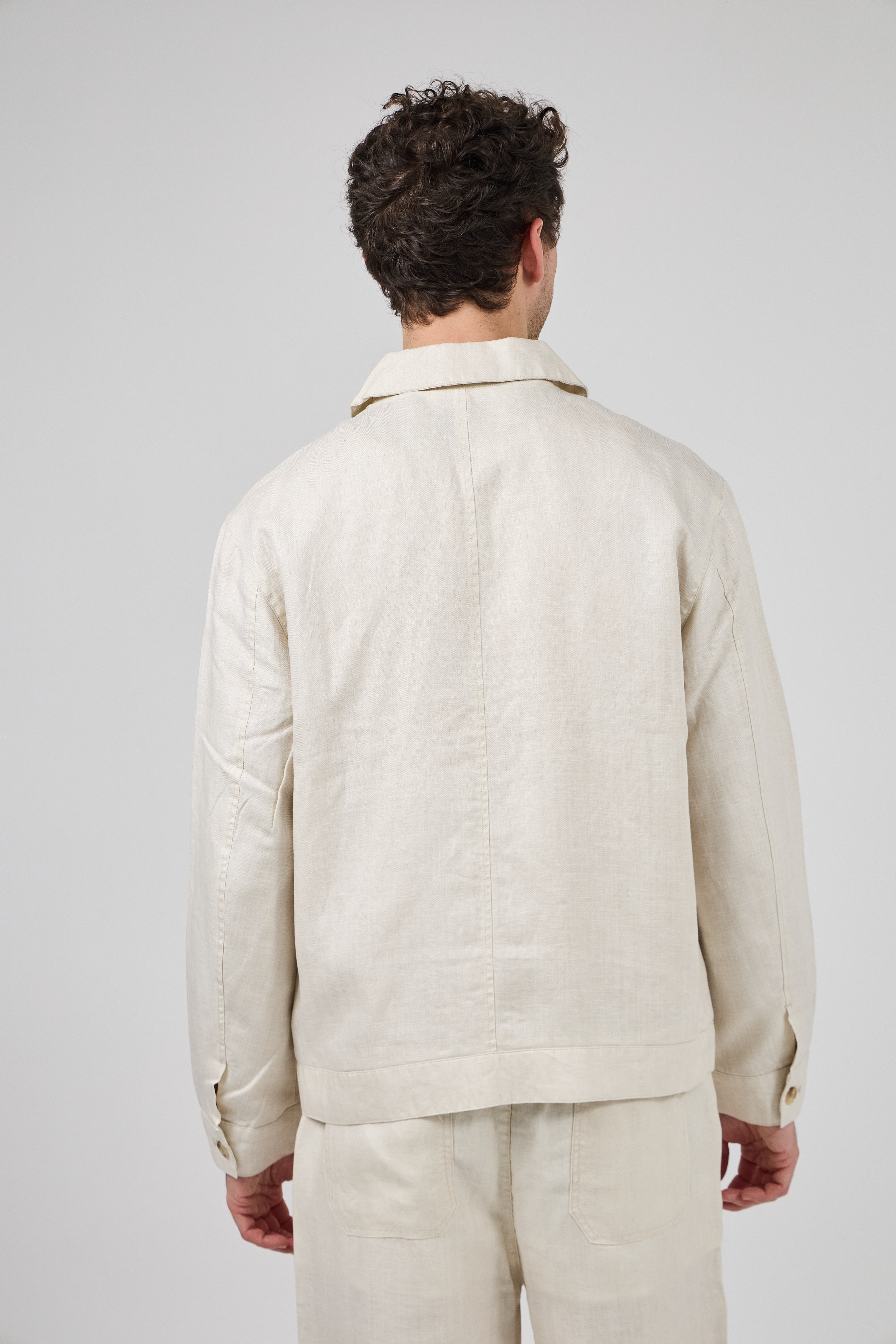Veste en lin zippée à col classique doubler à l interieur avec poche