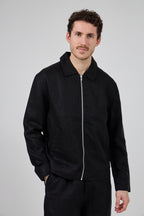 Veste en lin zippée à col classique doubler à l interieur avec poche