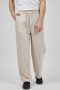 Pantalon homme en lin à taille élastique avec cordon de serrage