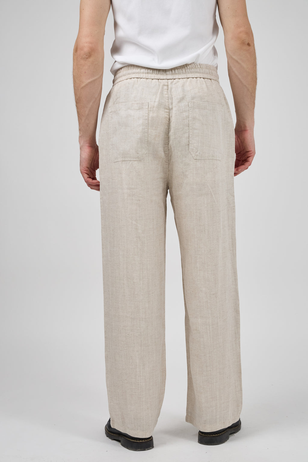 Pantalon homme en lin à taille élastique avec cordon de serrage