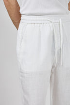 Pantalon homme en lin à taille élastique avec cordon de serrage