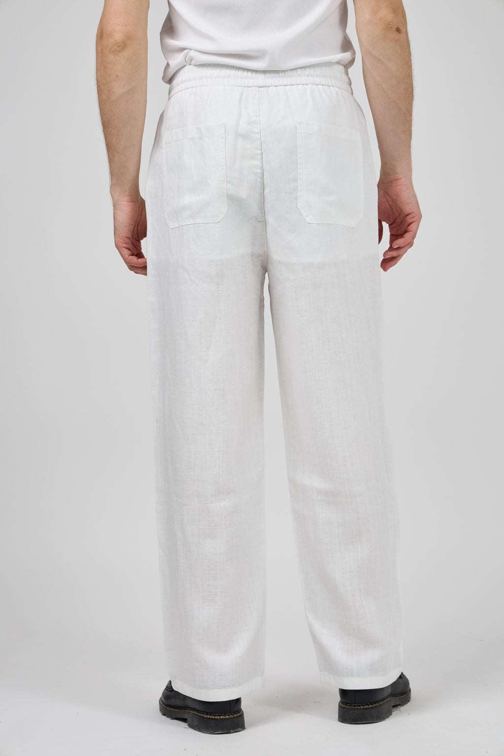 Pantalon homme en lin à taille élastique avec cordon de serrage