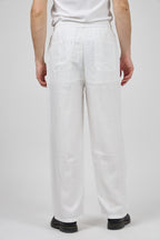 Pantalon homme en lin à taille élastique avec cordon de serrage