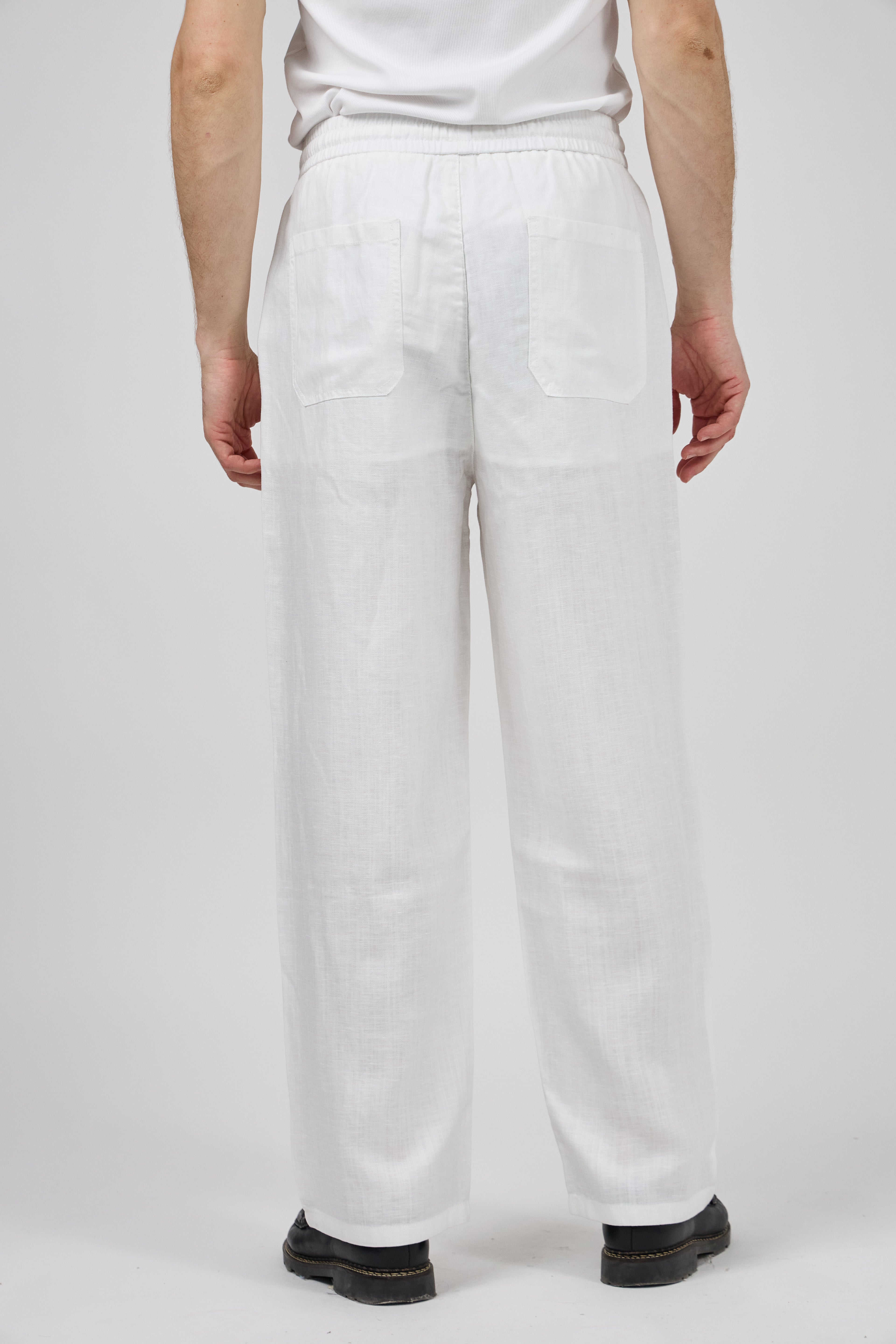 Pantalon homme en lin à taille élastique avec cordon de serrage