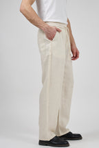 Pantalon homme en lin à taille élastique avec cordon de serrage