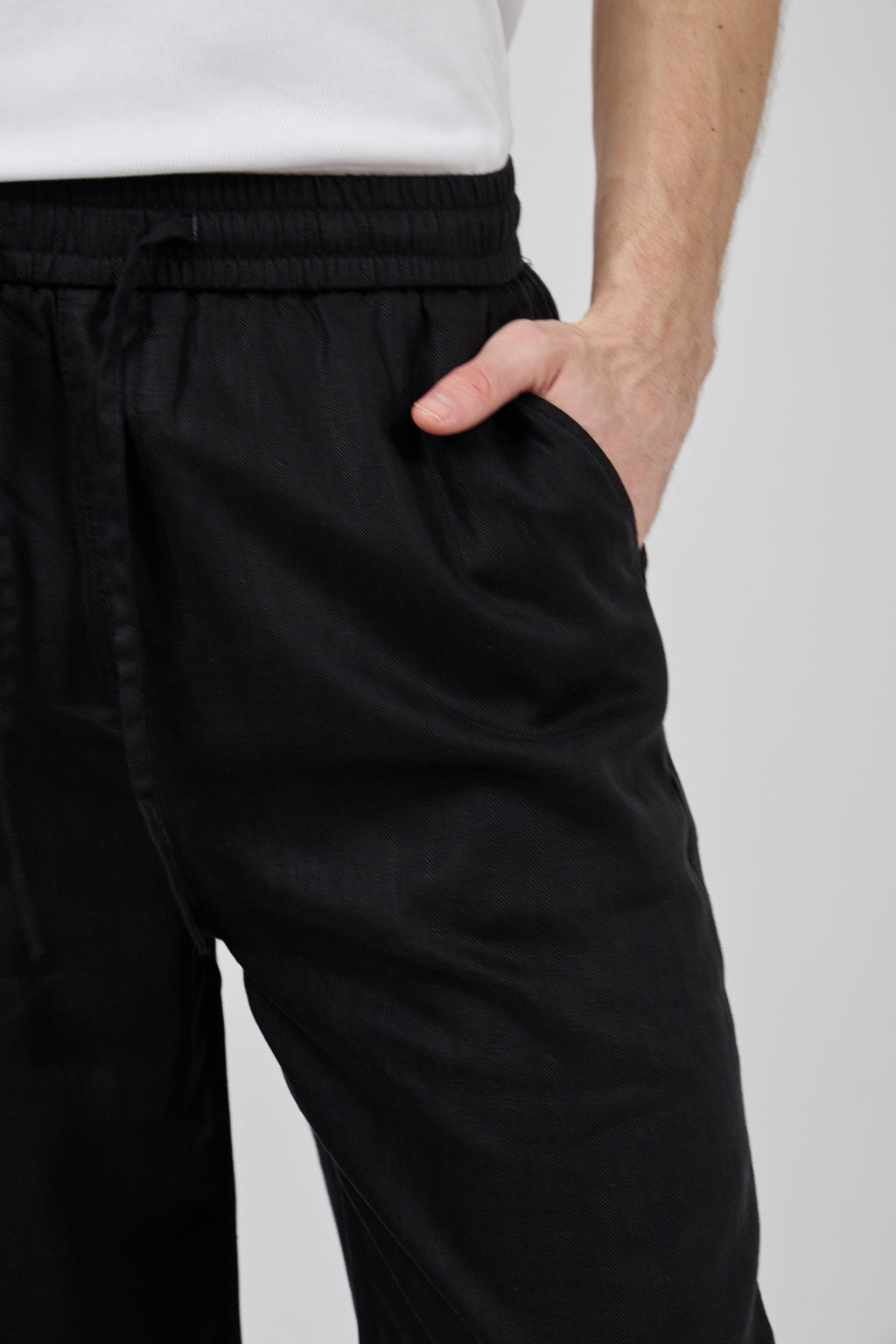 Pantalon homme en lin à taille élastique avec cordon de serrage