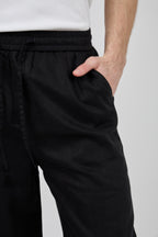 Pantalon homme en lin à taille élastique avec cordon de serrage