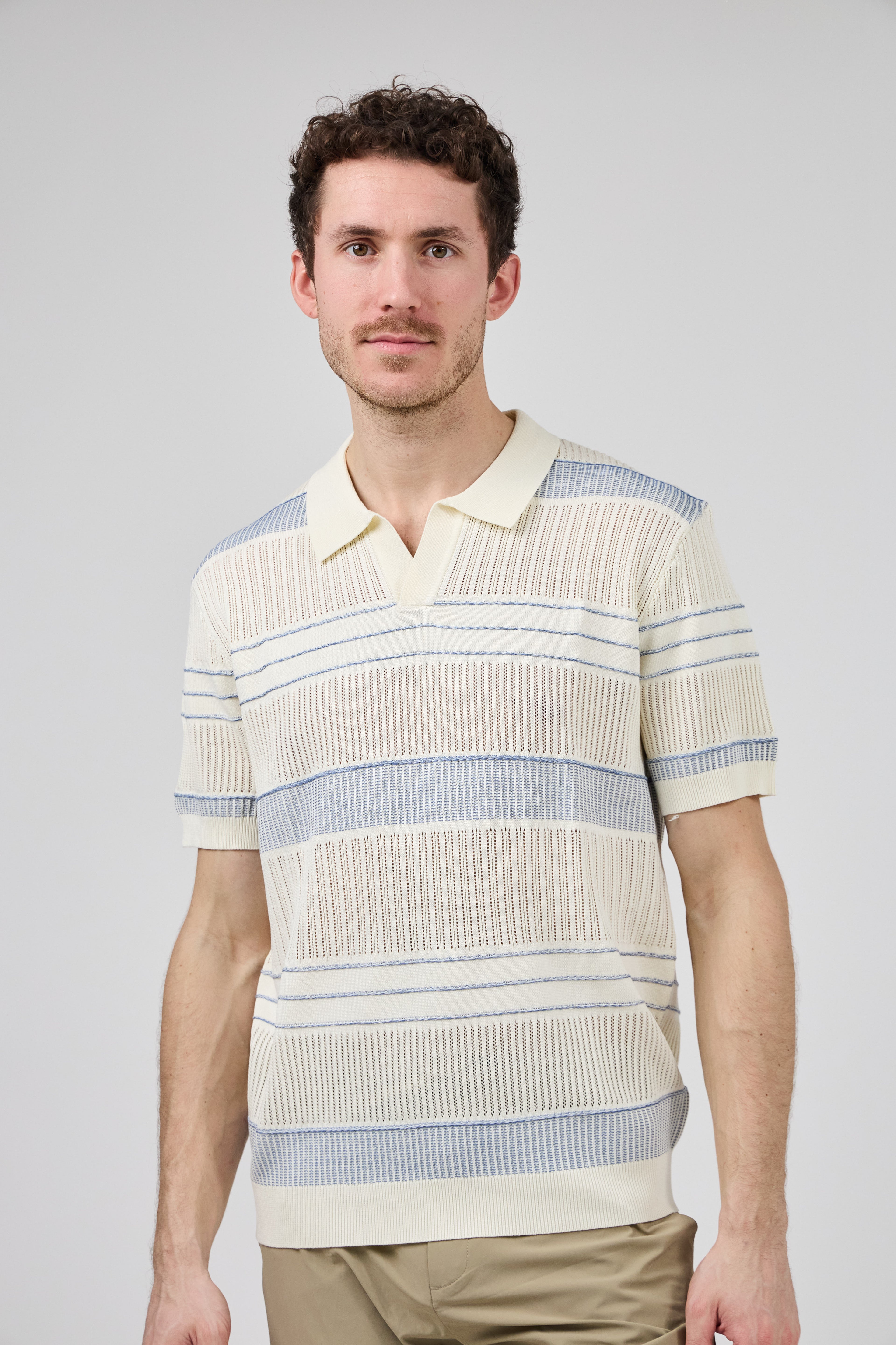 Polo homme à manches courtes avec motif rayé et col classique