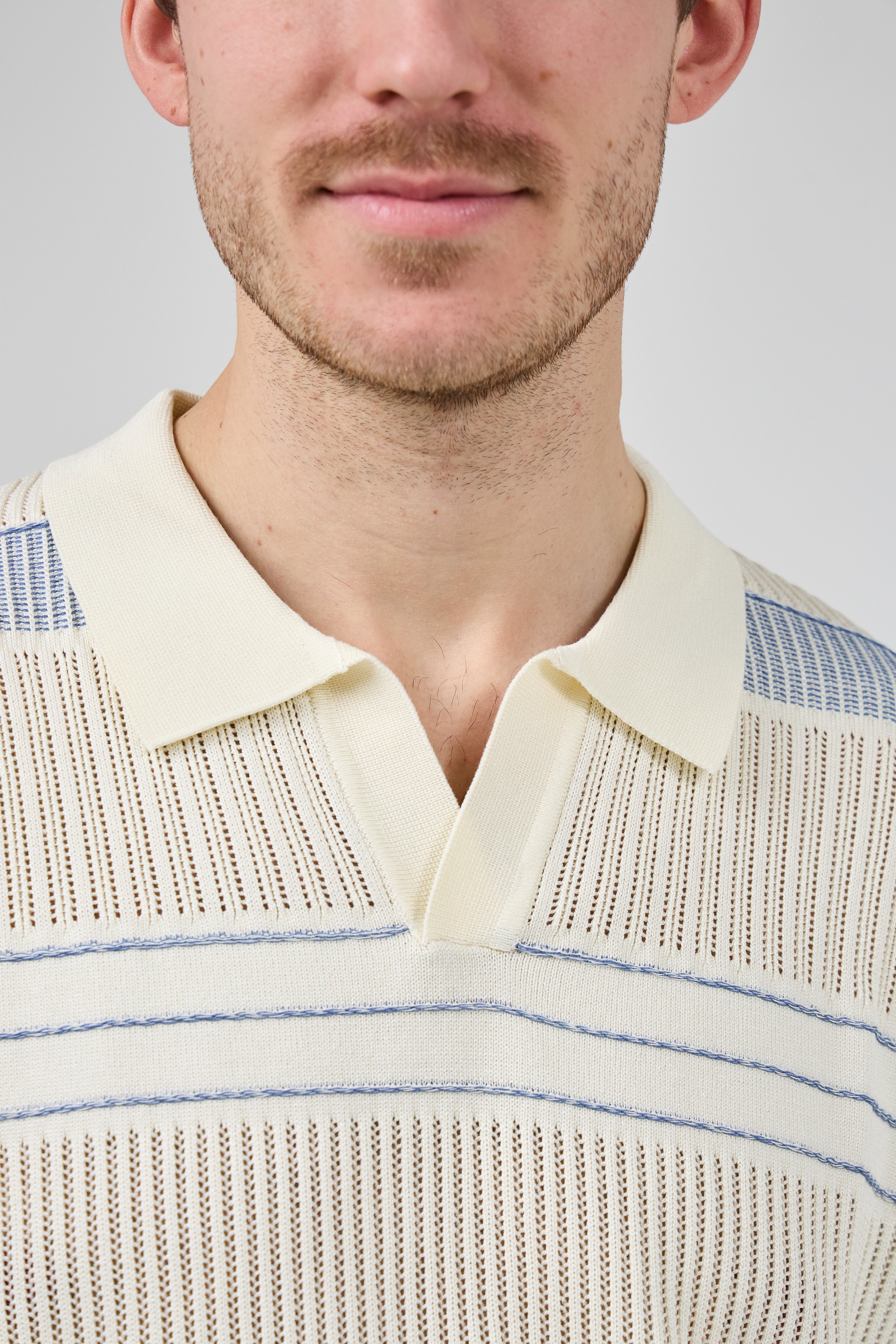 Polo homme à manches courtes avec motif rayé et col classique
