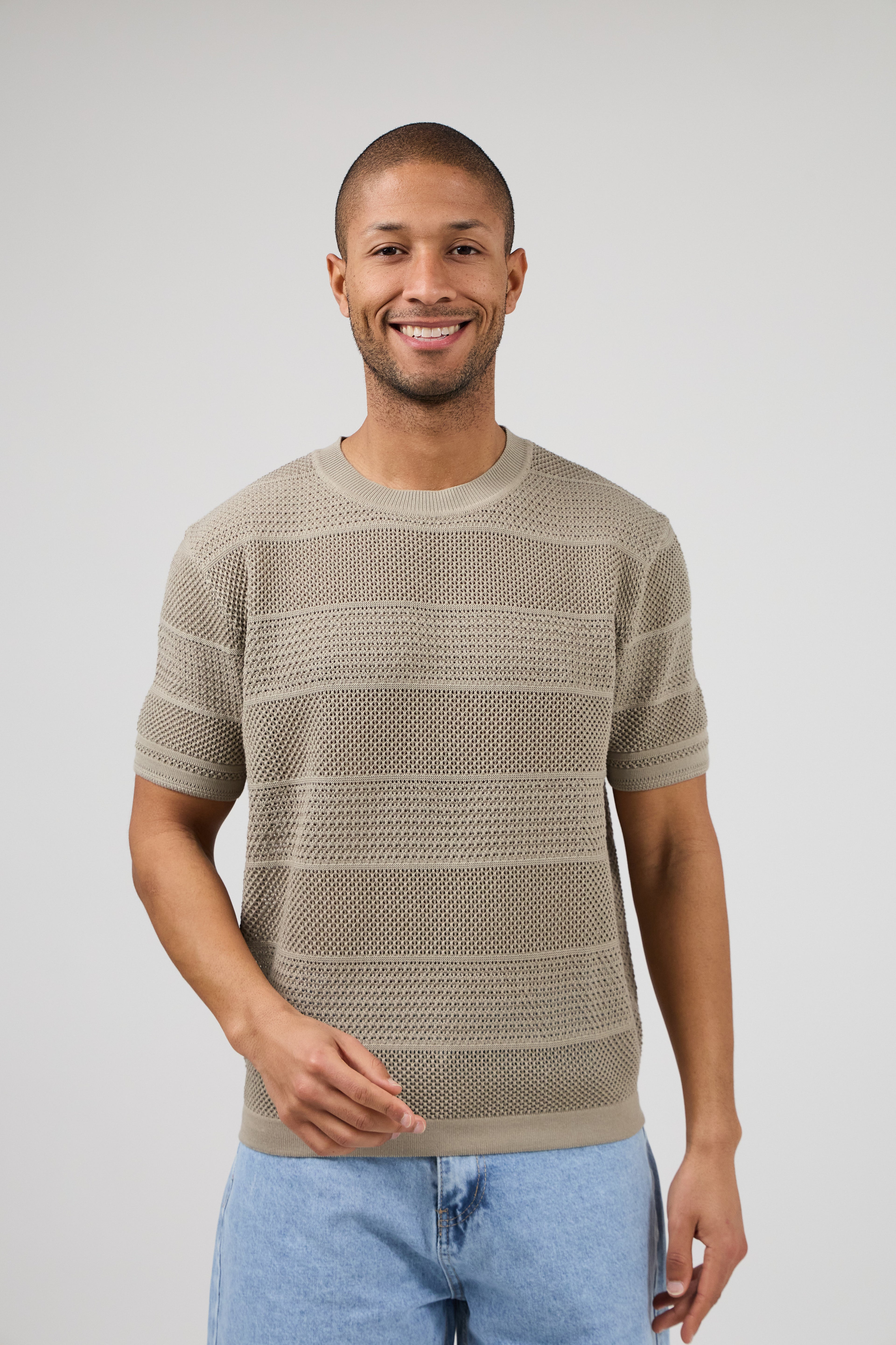 T-shirt en maille homme à manches courtes avec motif texturé