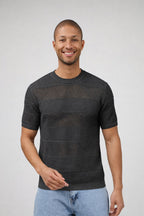 T-shirt en maille homme à manches courtes avec motif texturé