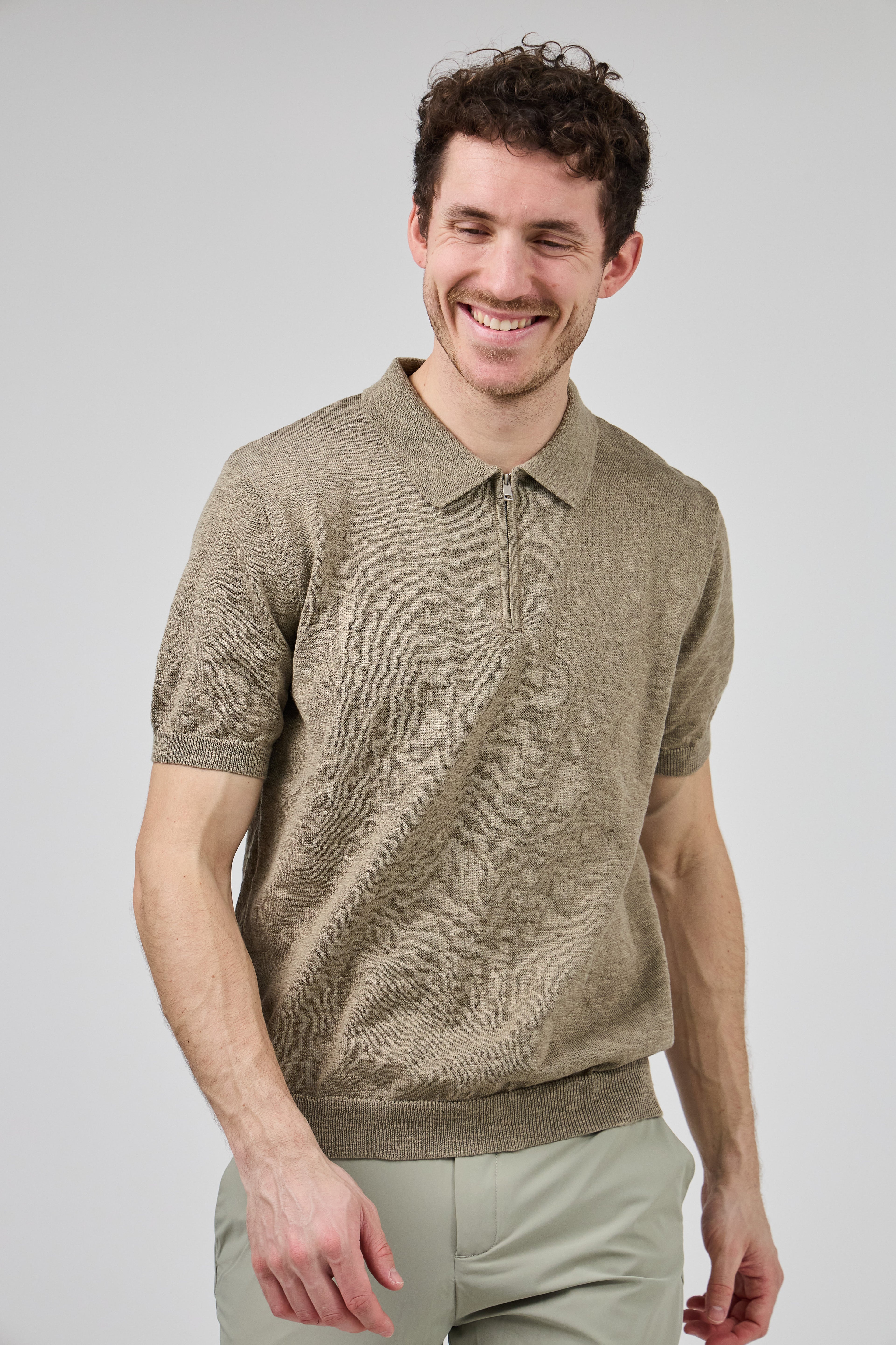 Polo Homme à Manches Courtes avec Col Zippé