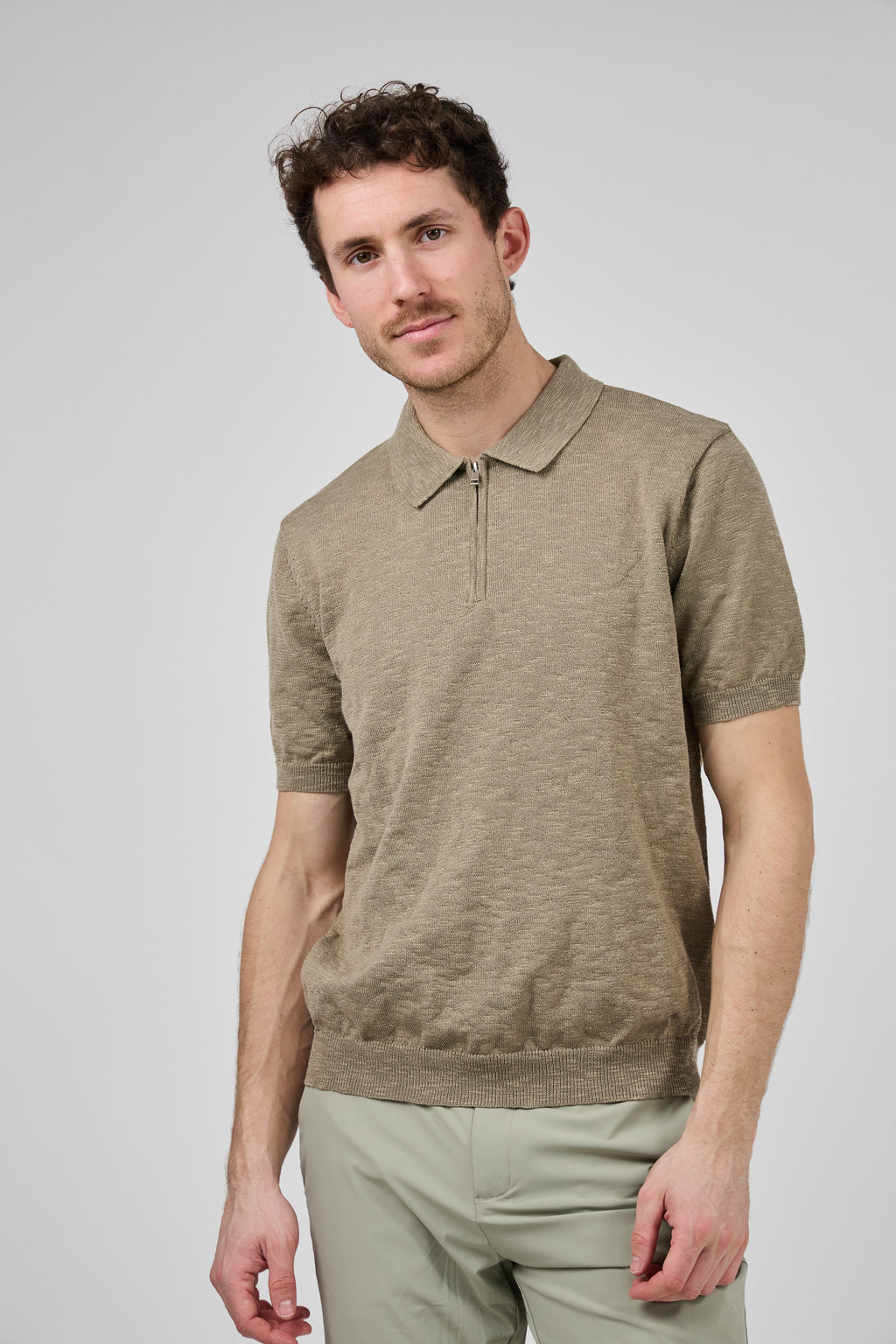 Polo Homme à Manches Courtes avec Col Zippé