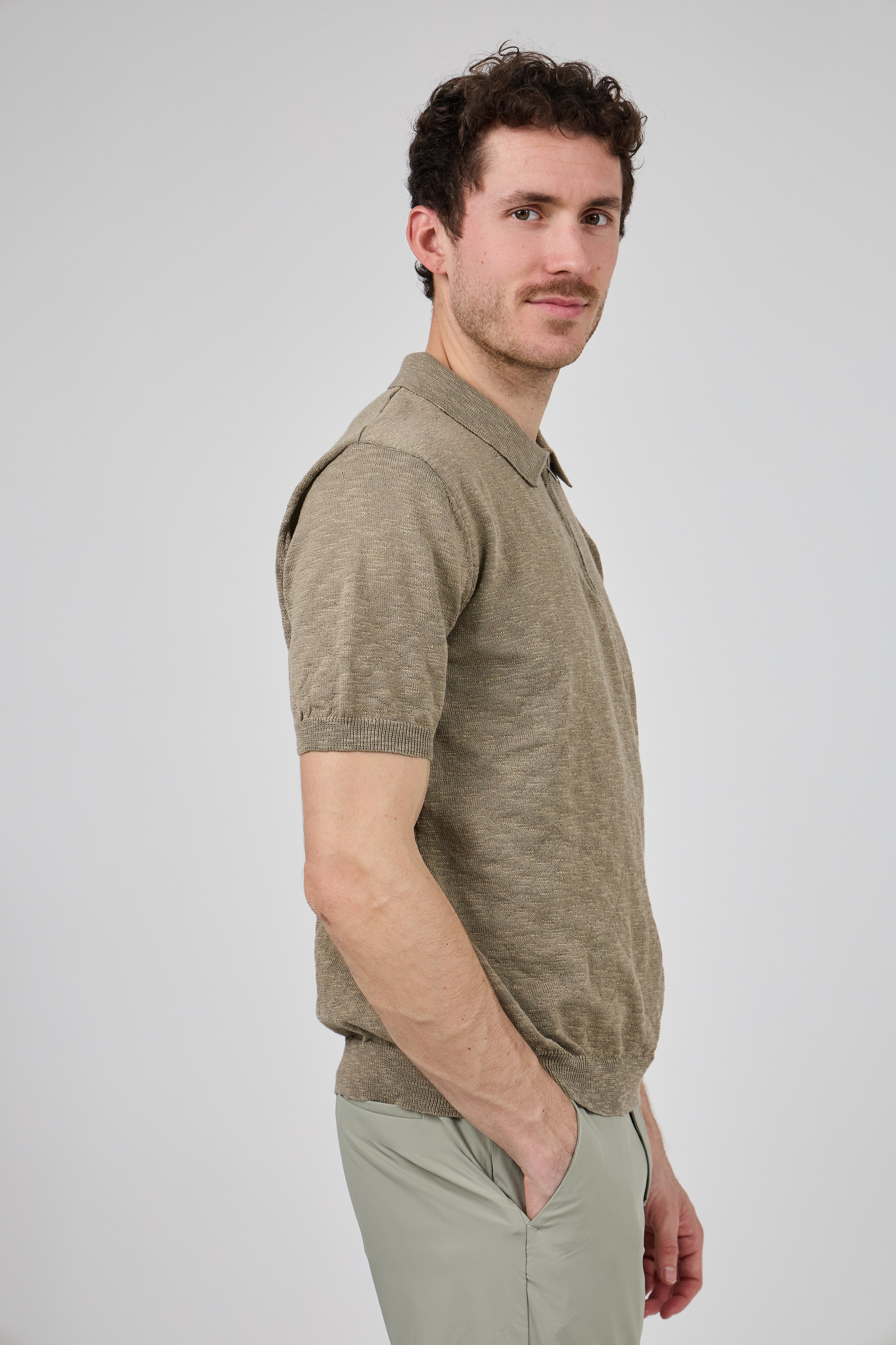 Polo Homme à Manches Courtes avec Col Zippé