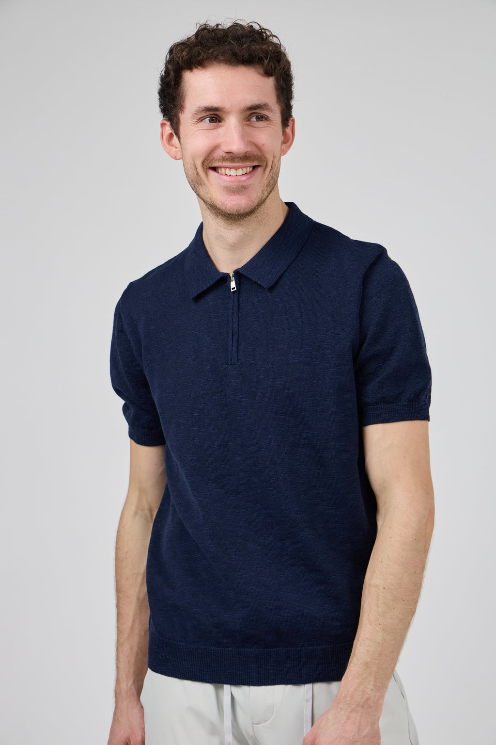 Polo Homme à Manches Courtes avec Col Zippé