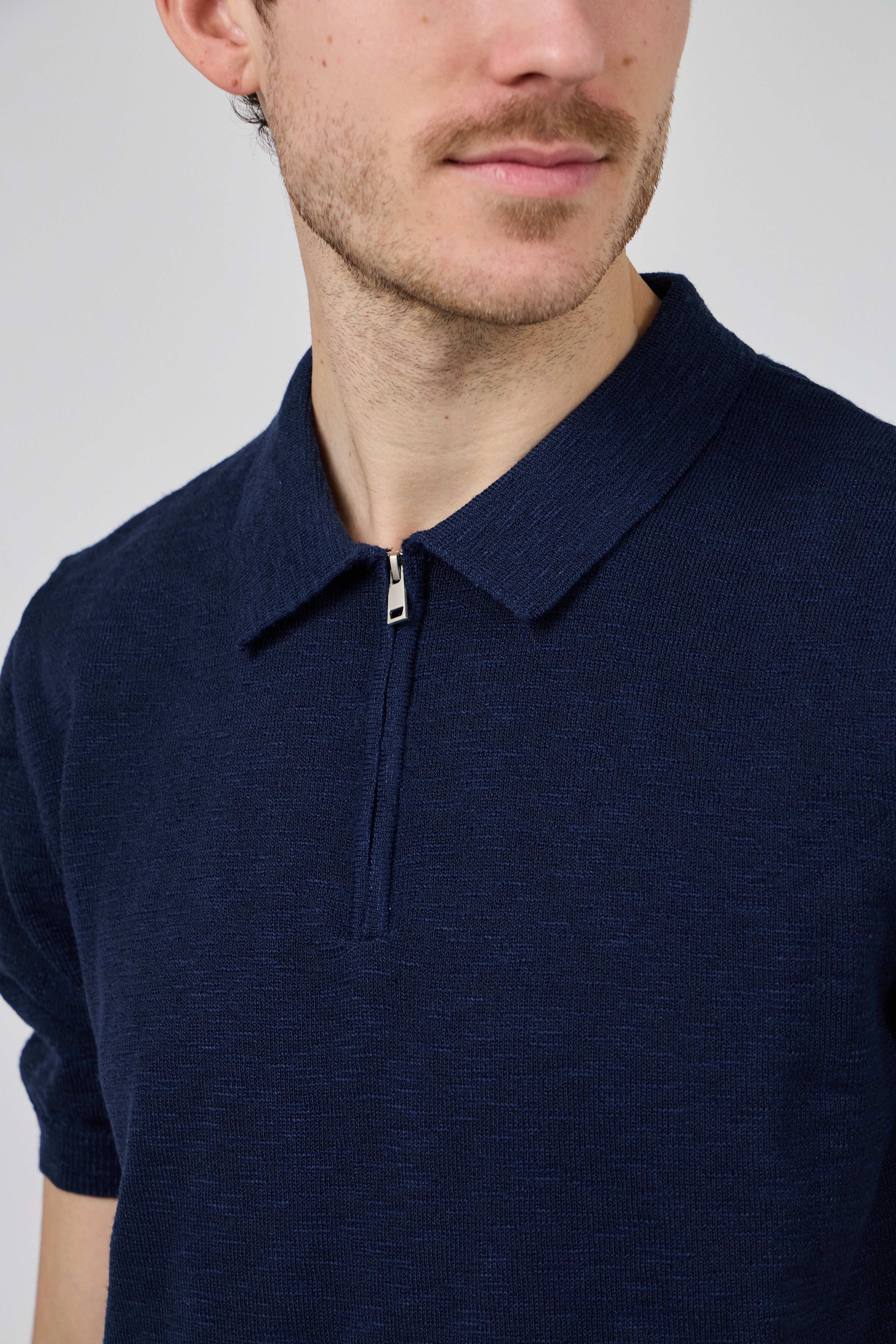 Polo Homme à Manches Courtes avec Col Zippé