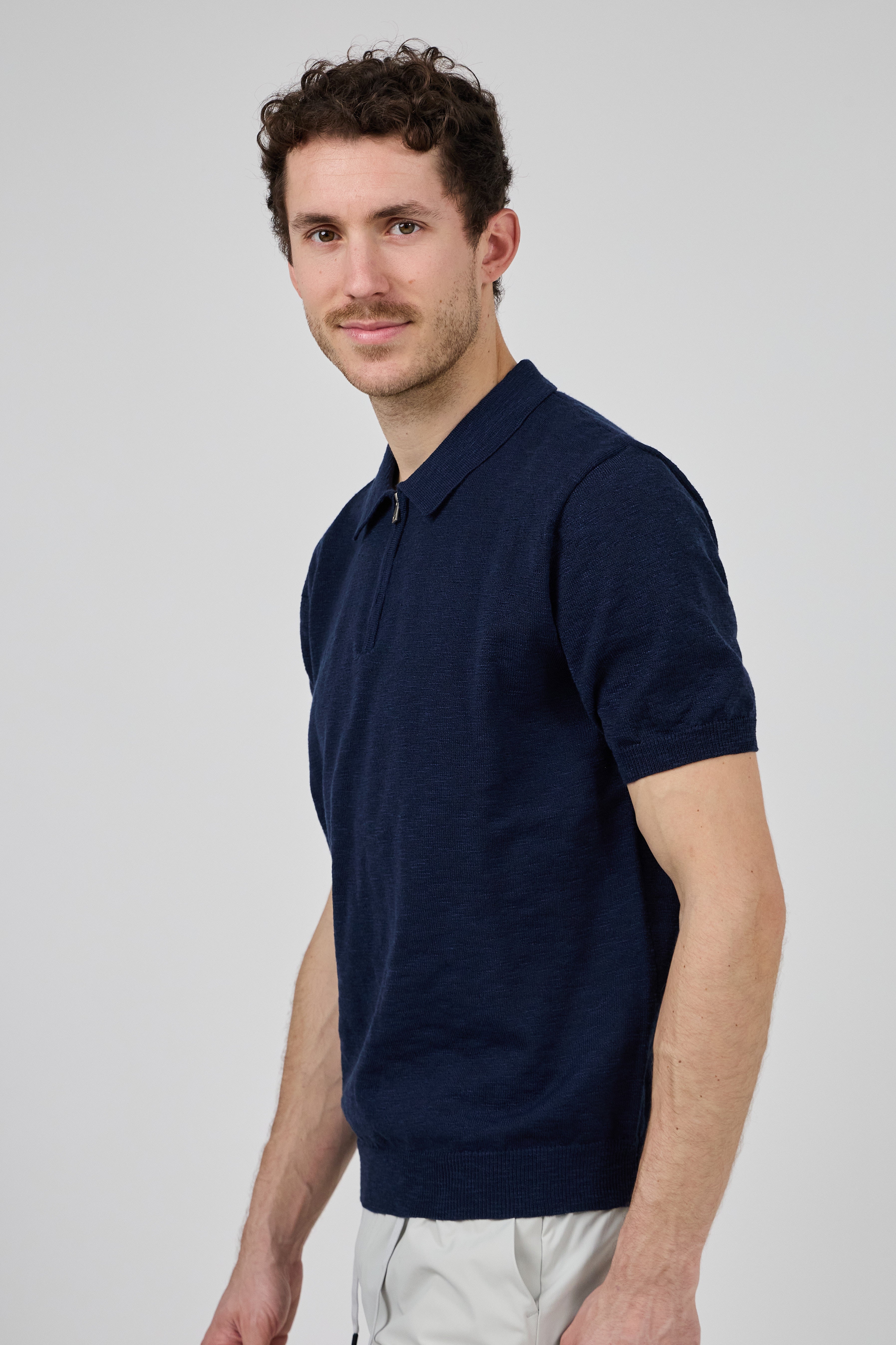 Polo Homme à Manches Courtes avec Col Zippé