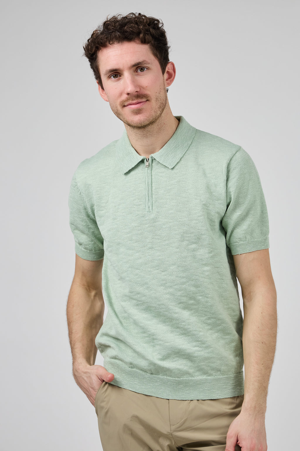 Polo Homme à Manches Courtes avec Col Zippé