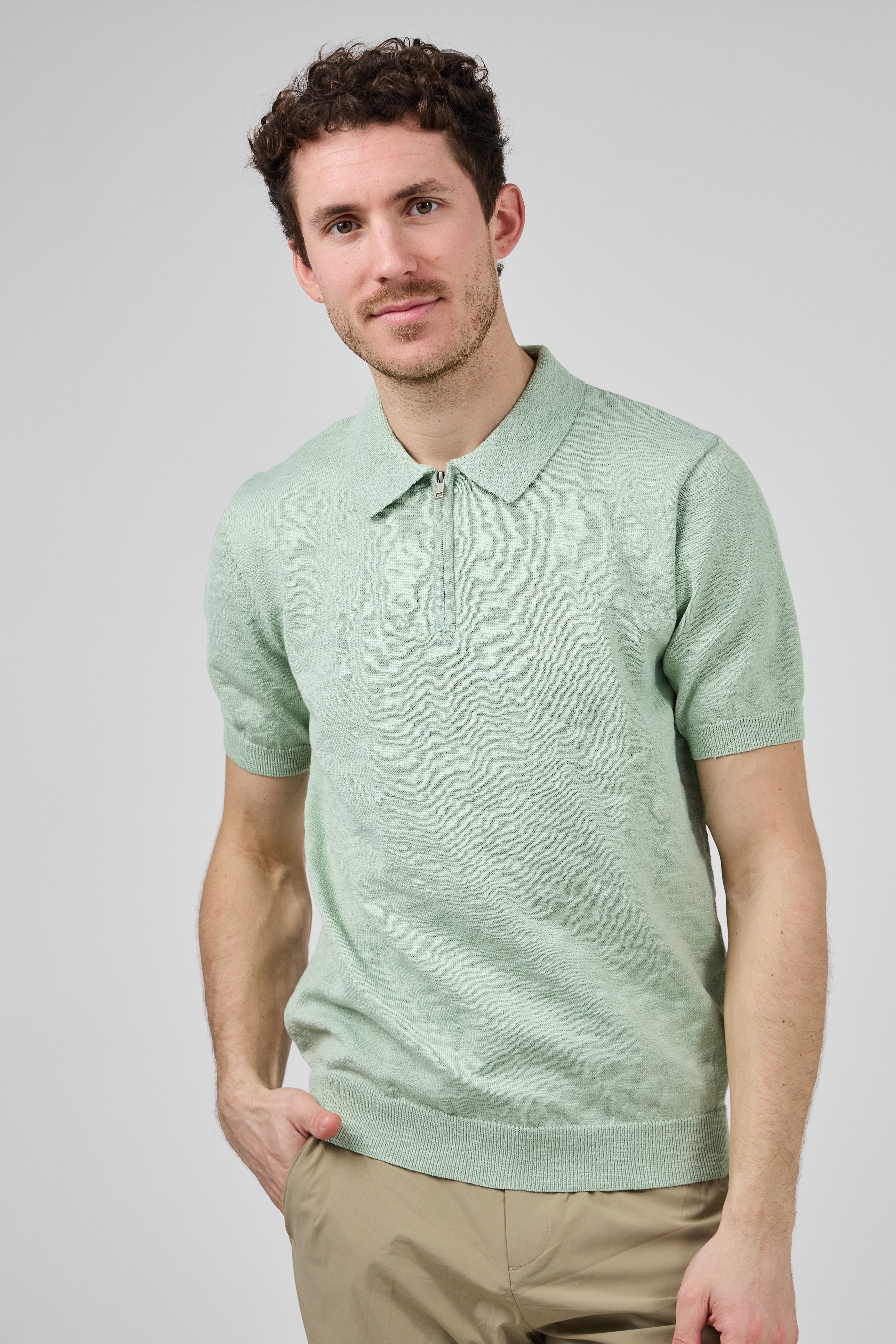 Polo Homme à Manches Courtes avec Col Zippé