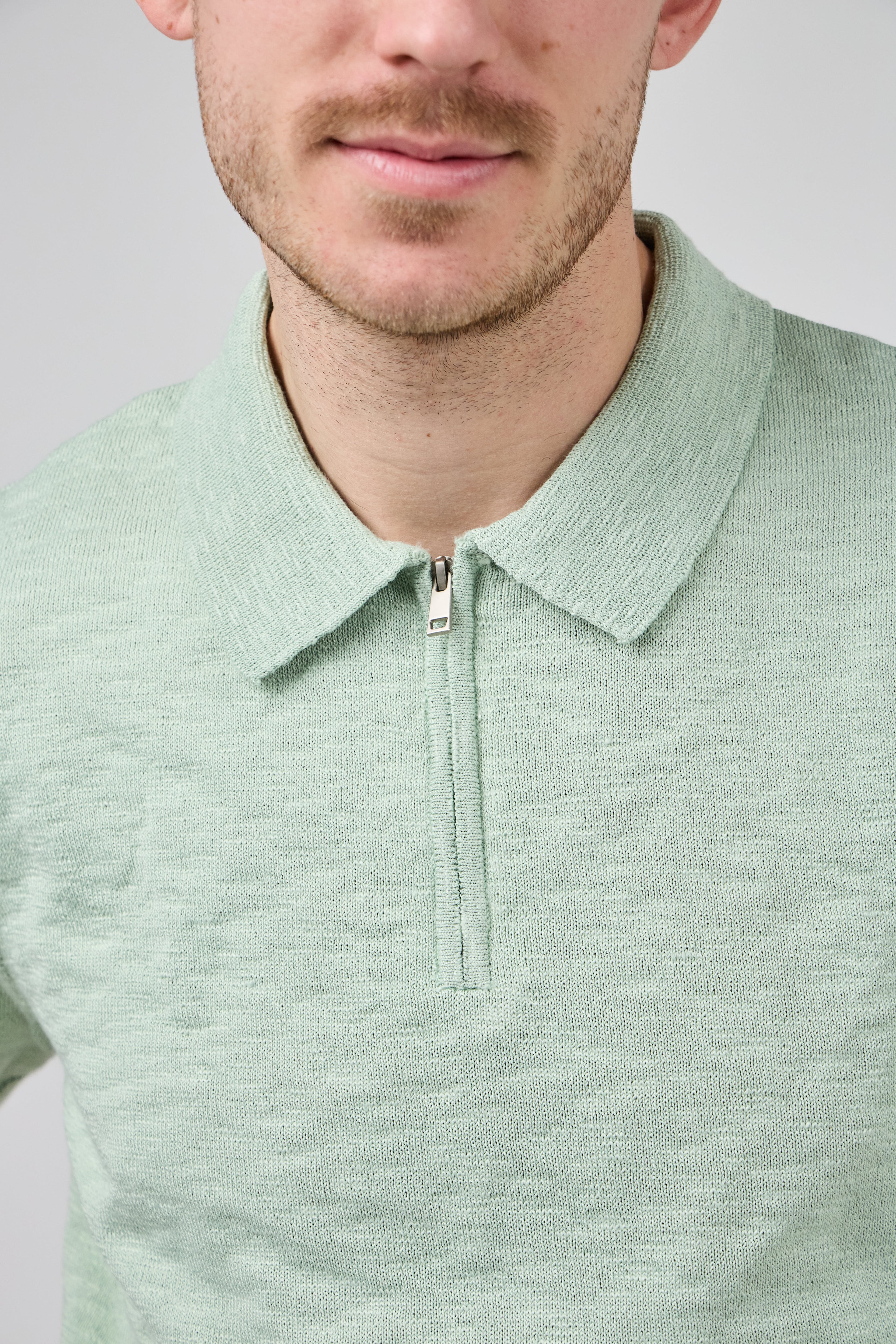Polo Homme à Manches Courtes avec Col Zippé
