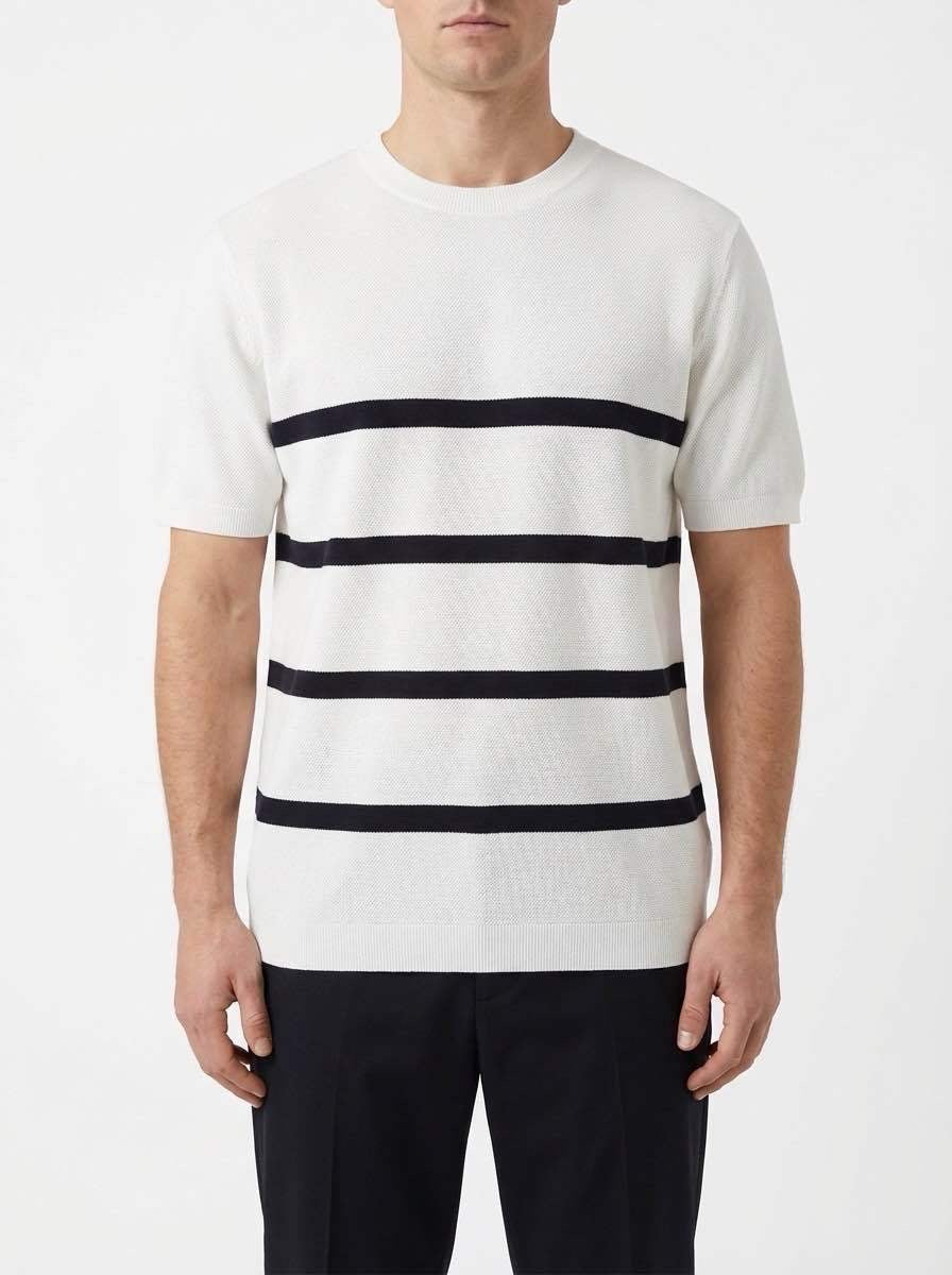 T-shirt à maille homme à rayures horizontales coupe moderne