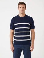 T-shirt à maille homme à rayures horizontales coupe moderne
