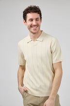 Polo en maille Homme à Manches Courtes avec Motif Vertical Élégant