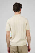 Polo en maille Homme à Manches Courtes avec Motif Vertical Élégant