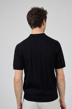 Polo en maille Homme à Manches Courtes avec Motif Vertical Élégant