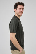 Polo en maille Homme à Manches Courtes avec Motif Vertical Élégant
