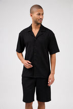 Ensemble homme chemise à manches courtes boutonnée et short