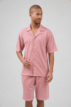 Ensemble homme chemise à manches courtes boutonnée et short