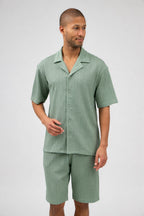 Ensemble homme chemise à manches courtes boutonnée et short