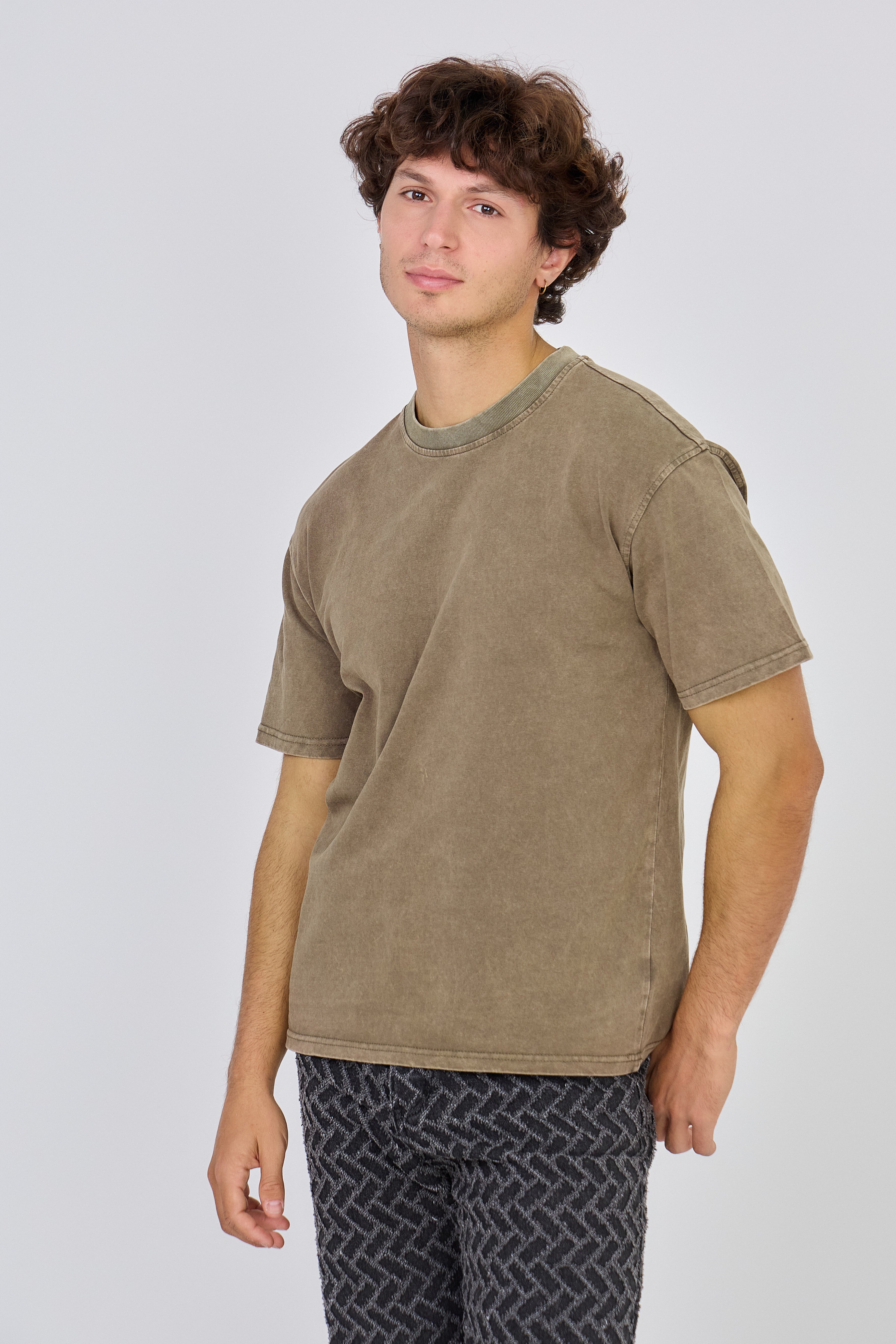 T-Shirt Délavé Vintage Uni - Marron