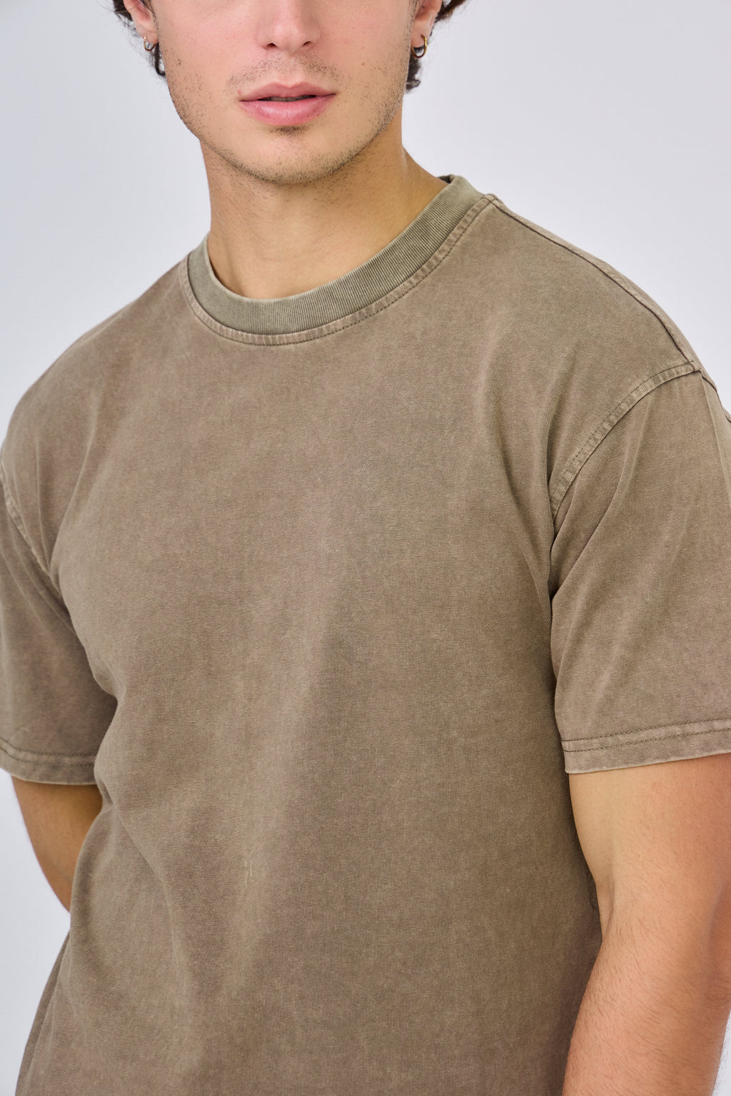 T-Shirt Délavé Vintage Uni - Marron