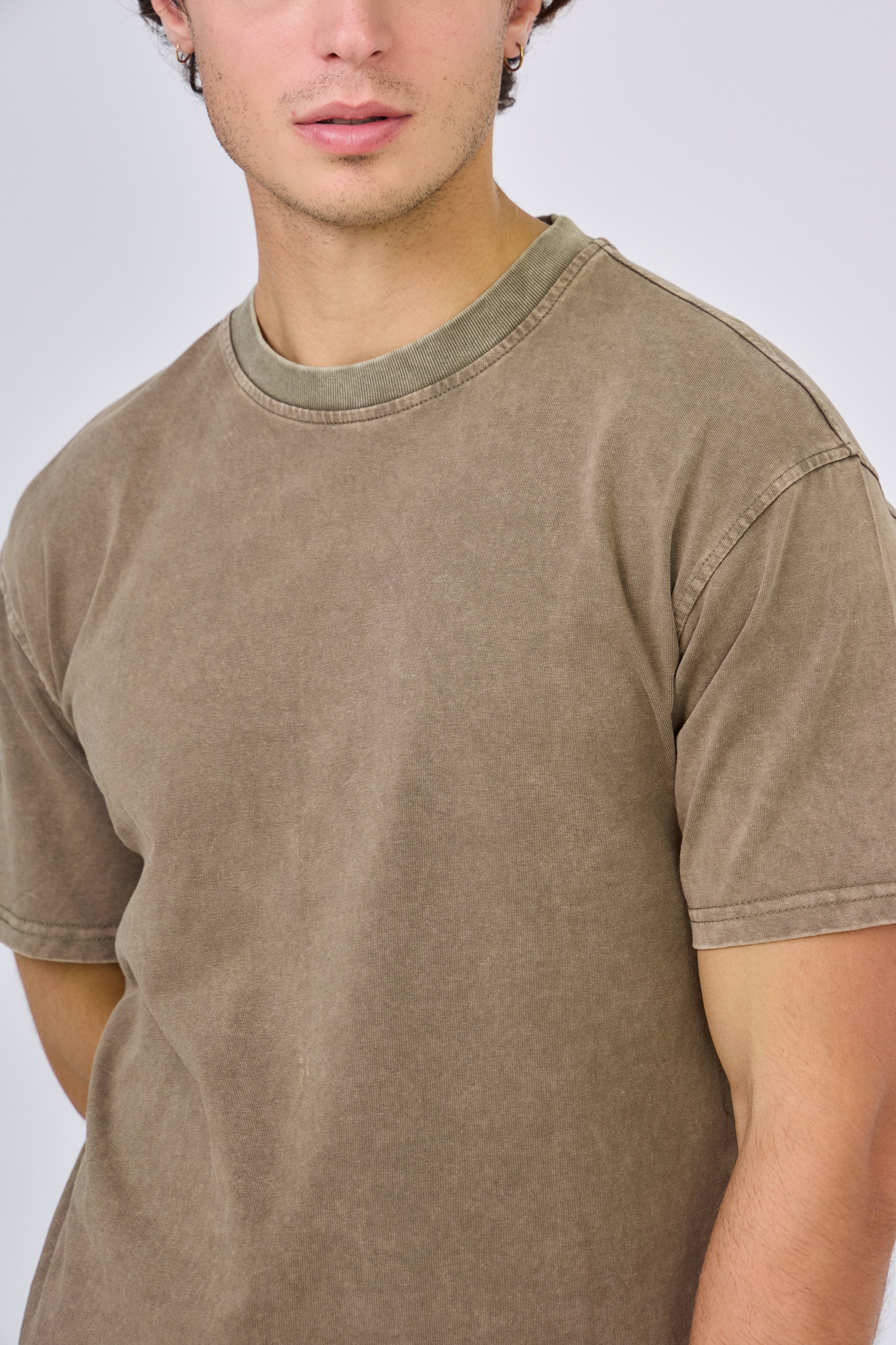 T-Shirt Délavé Vintage Uni - Marron