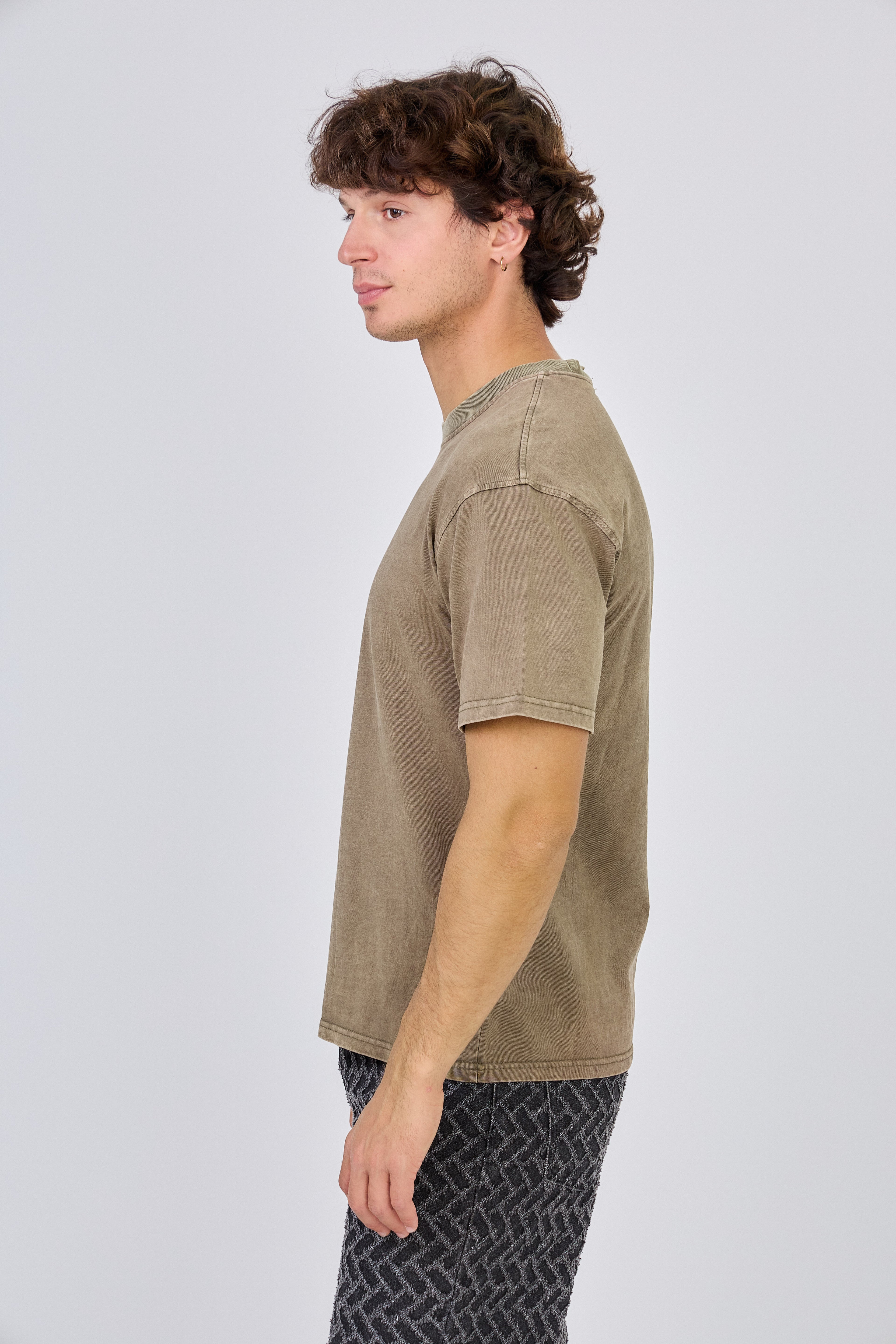 T-Shirt Délavé Vintage Uni - Marron
