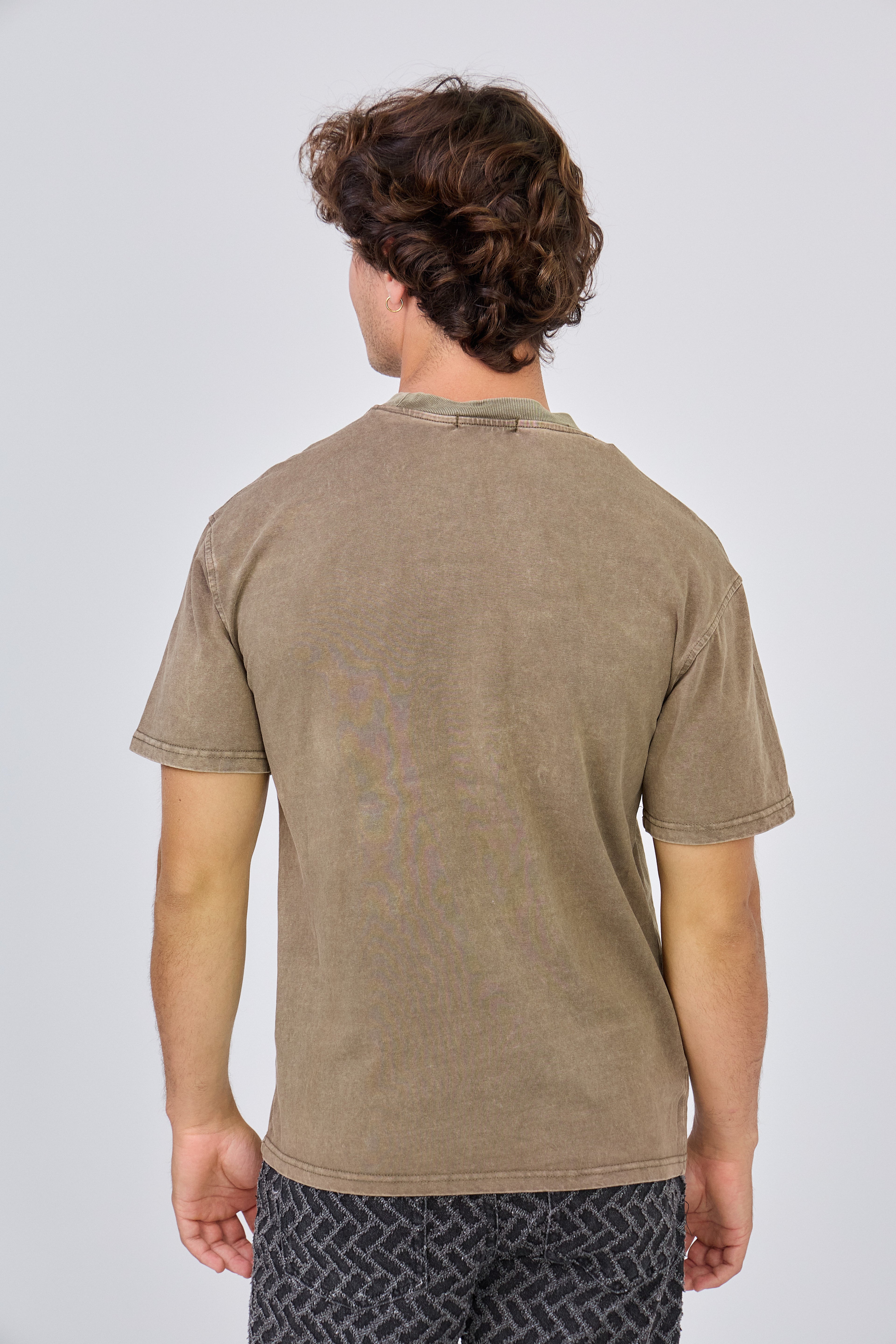 T-Shirt Délavé Vintage Uni - Marron