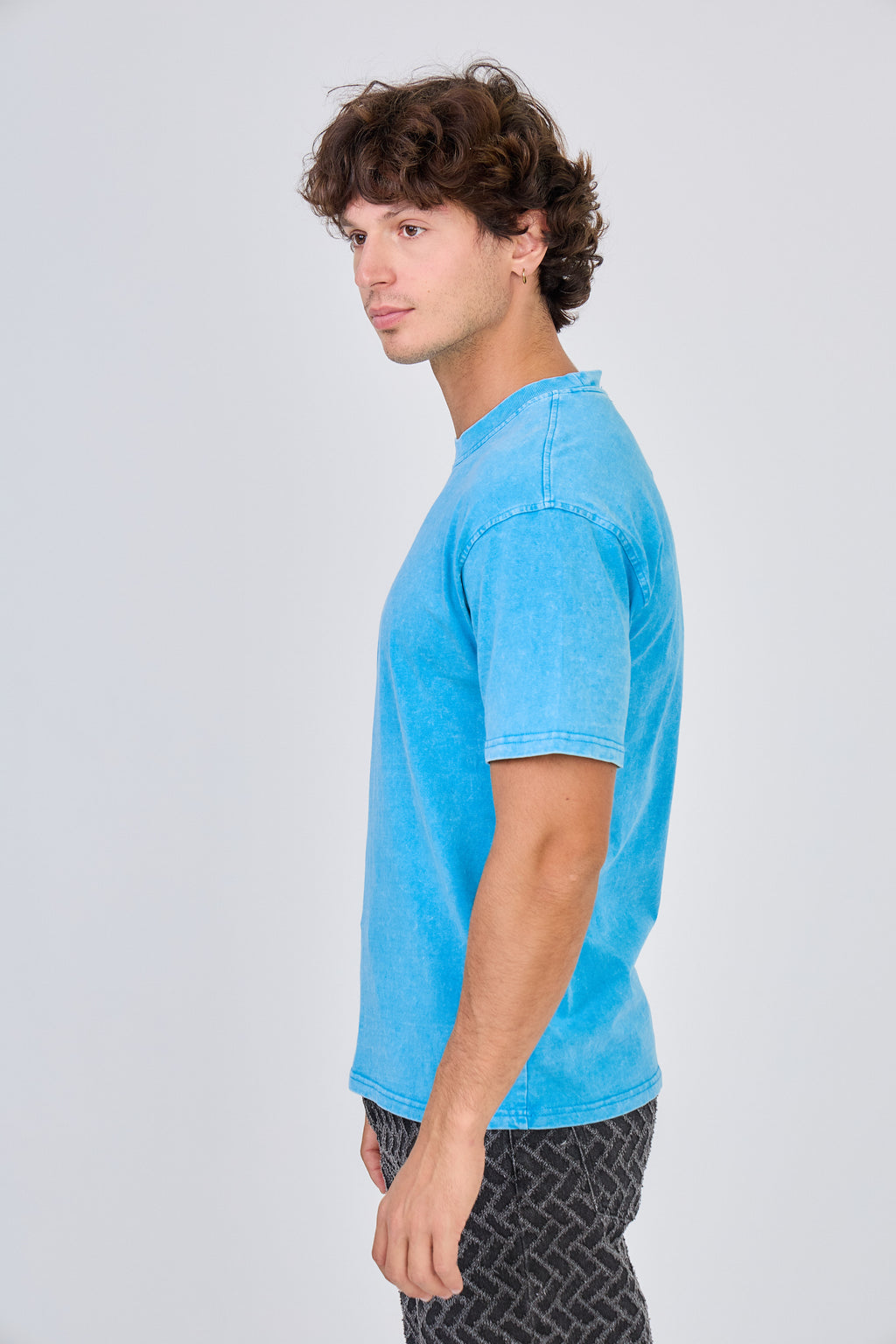 T-Shirt Délavé Vintage Uni - Bleu