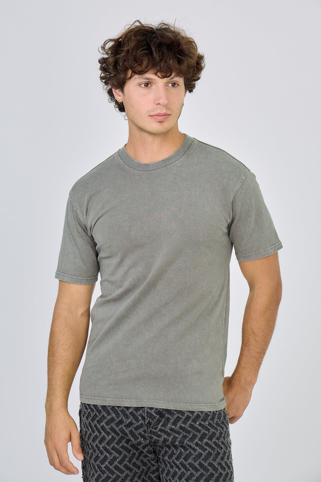 T-Shirt Délavé Vintage Uni - Bleu