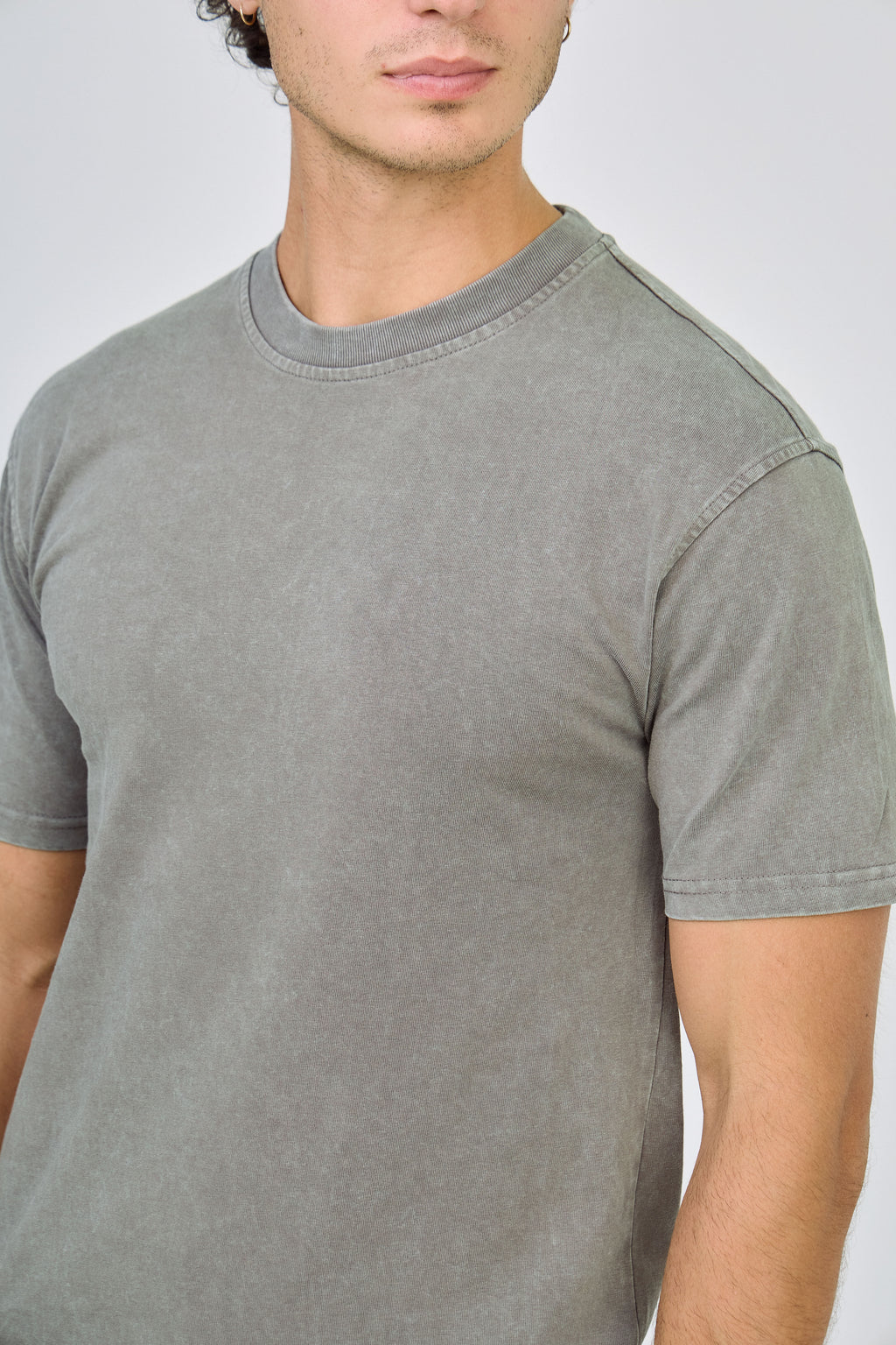 T-Shirt Délavé Vintage Uni - Gris