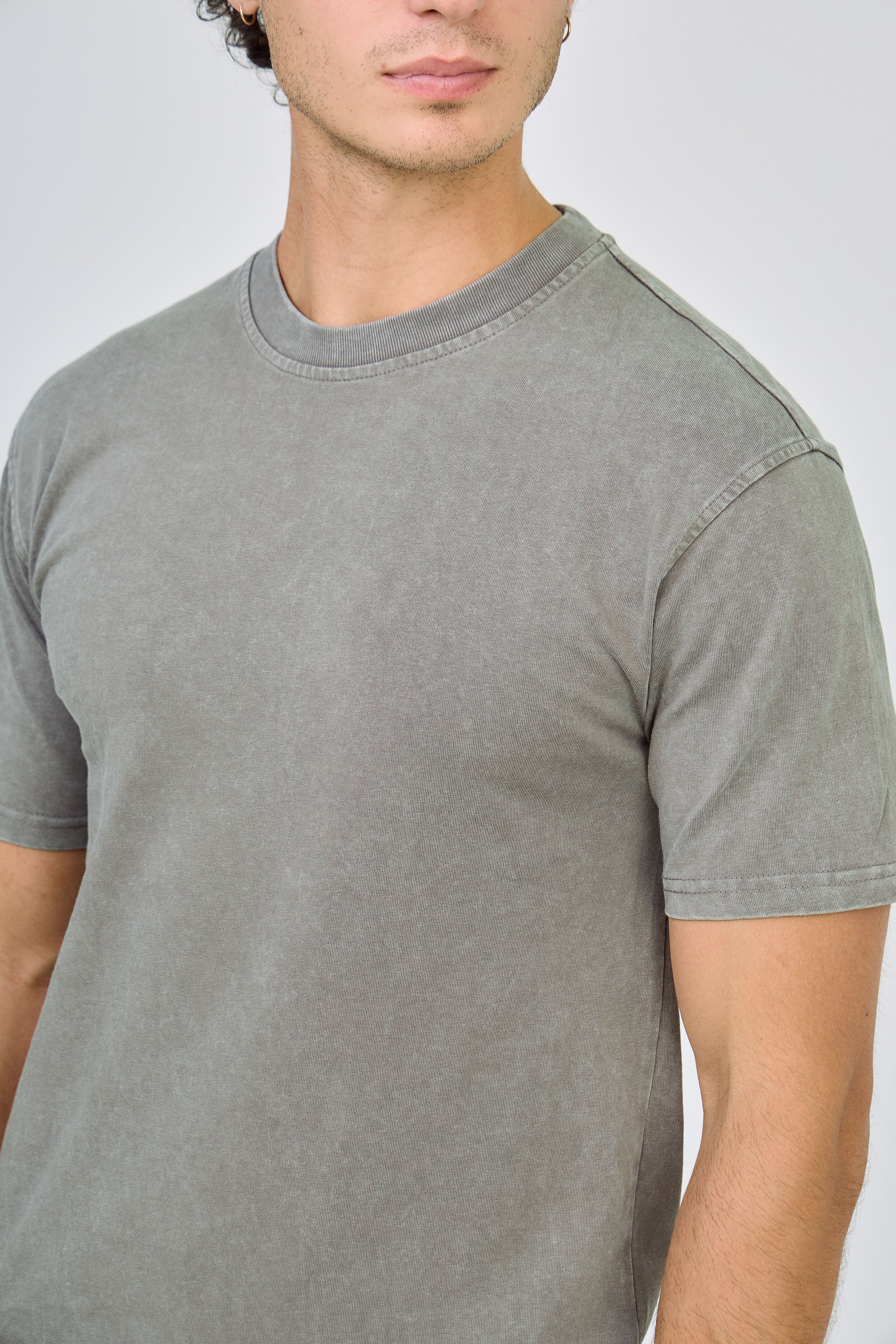 T-Shirt Délavé Vintage Uni - Gris