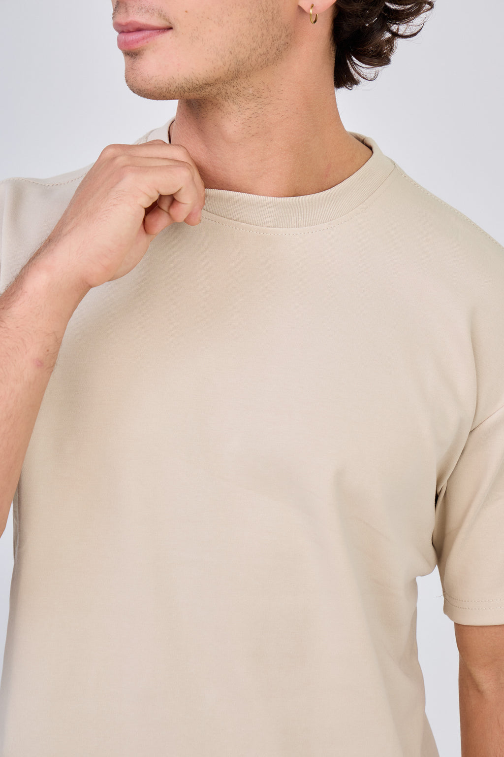 T-Shirt uni à manche courte - Beige