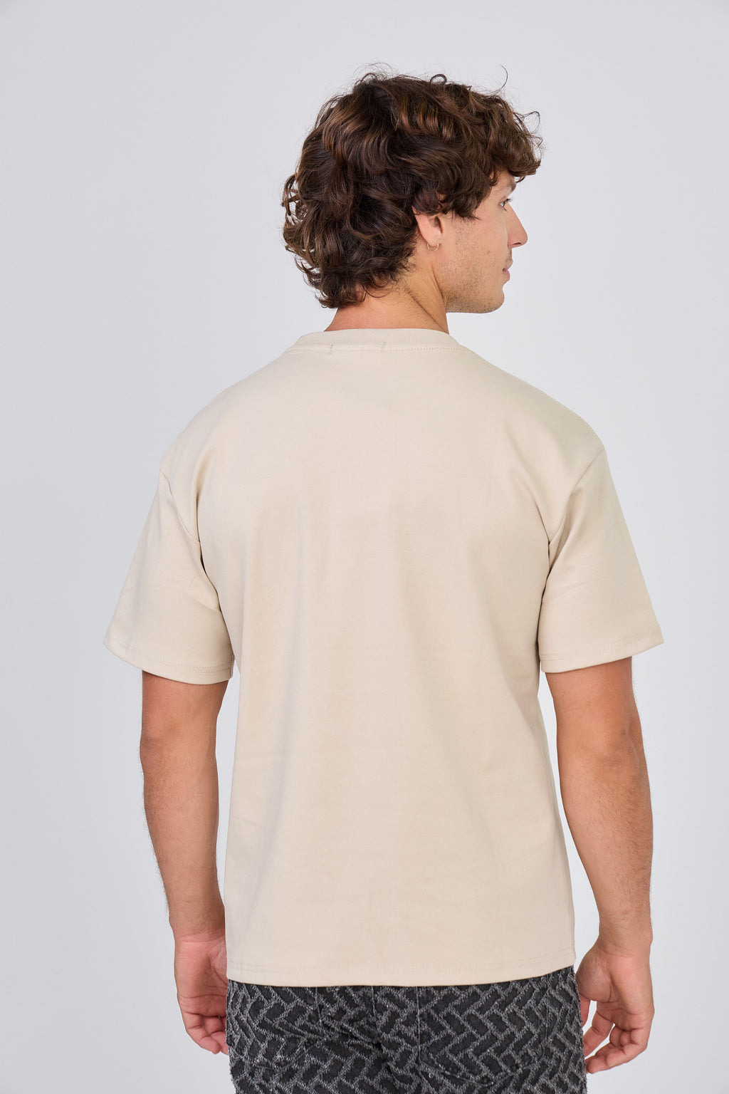 T-Shirt uni à manche courte - Beige