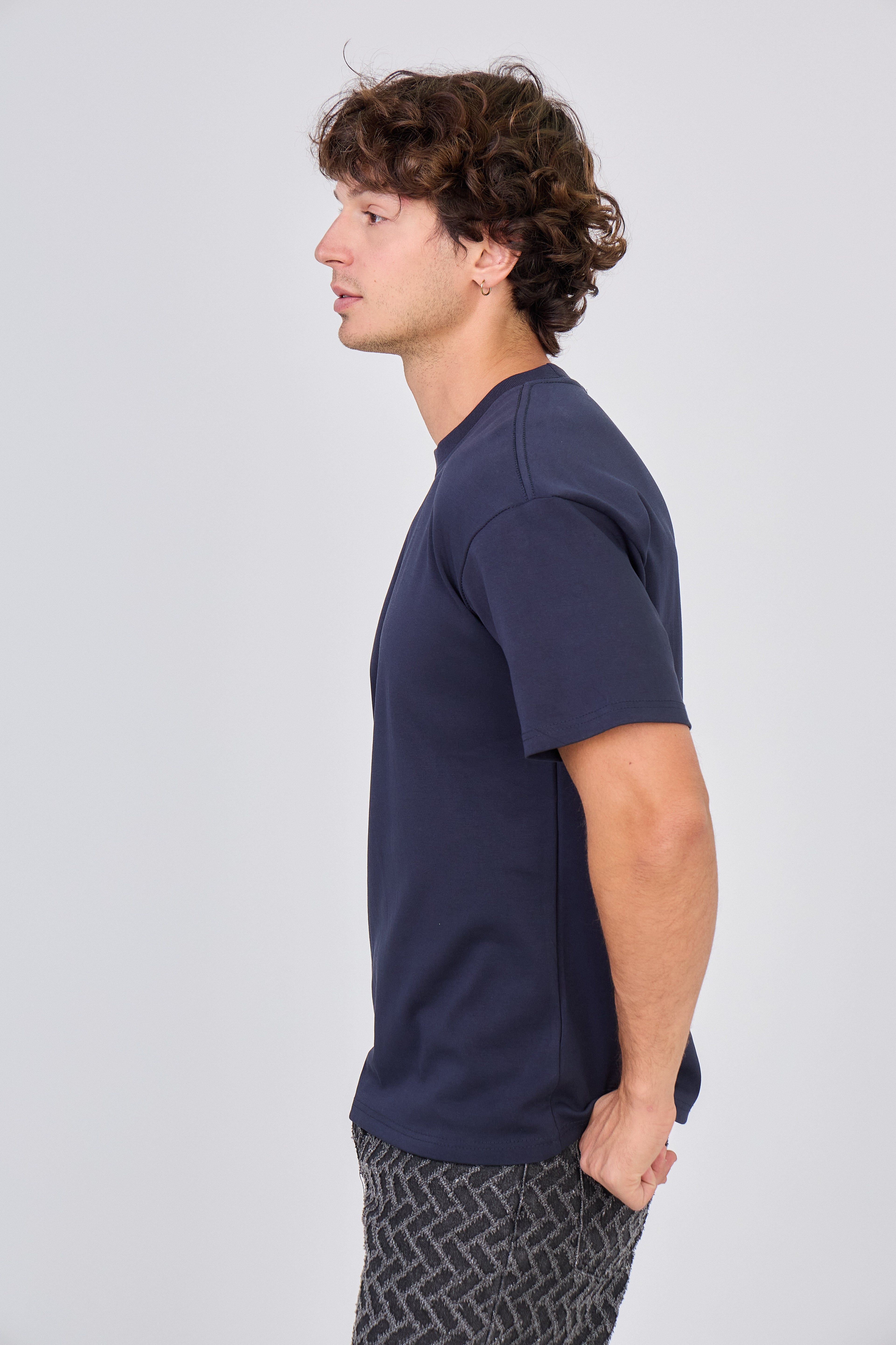 T-Shirt uni à manche courte - Marine