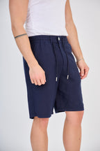 Navy Blue Linen Shorts