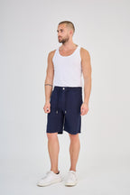 Navy Blue Linen Shorts