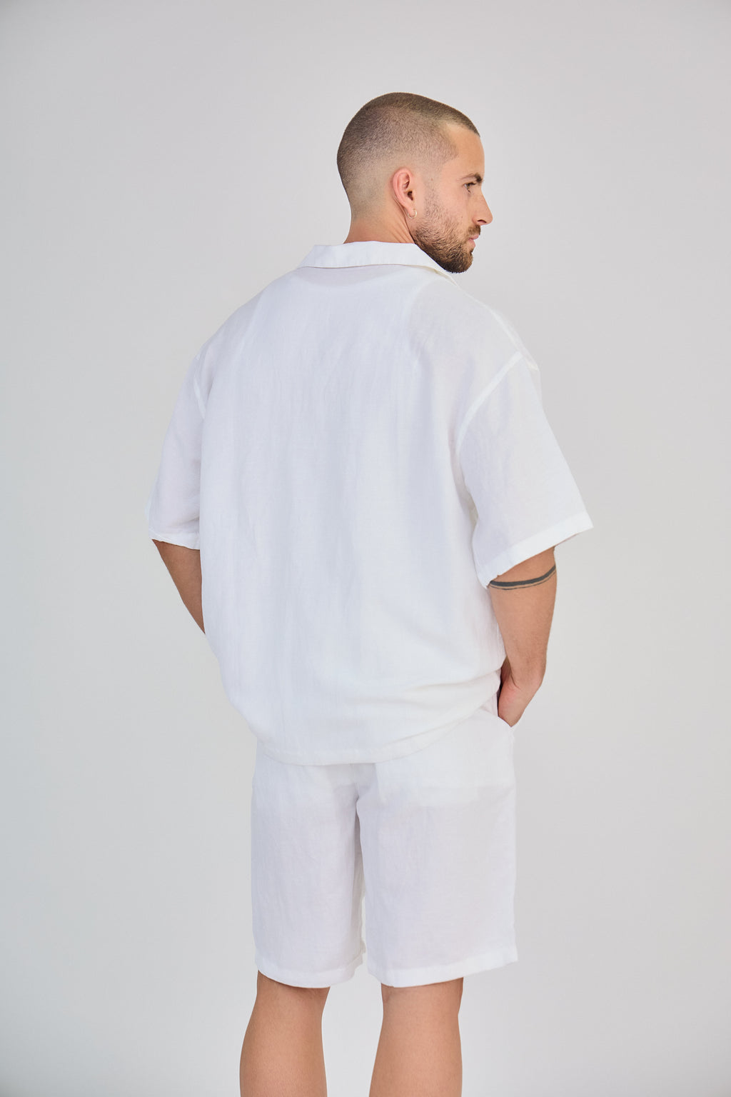 Chemise en Lin Manches Courtes Blanc