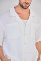 White Short Sleeve Linen Shirt