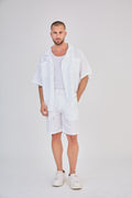 White Short Sleeve Linen Shirt